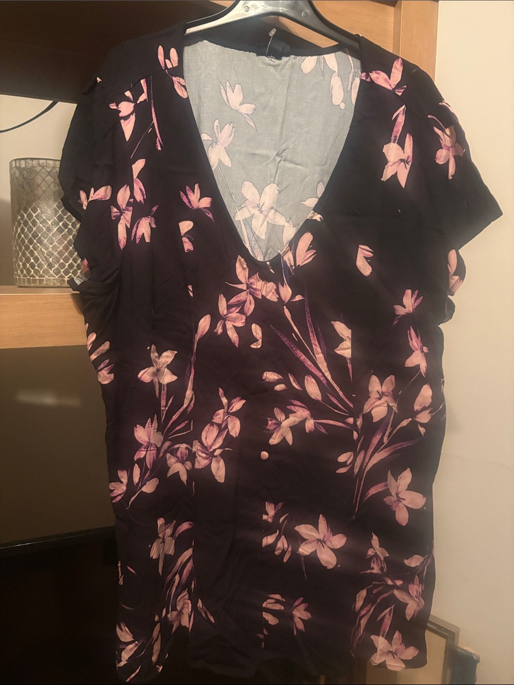 NWT torrid Black blouse with Pink Floral Print
